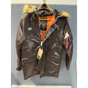 Alpha Industries Cold Weather Jacket Slim-Fit Men Sz XS Brown Pre-Owned